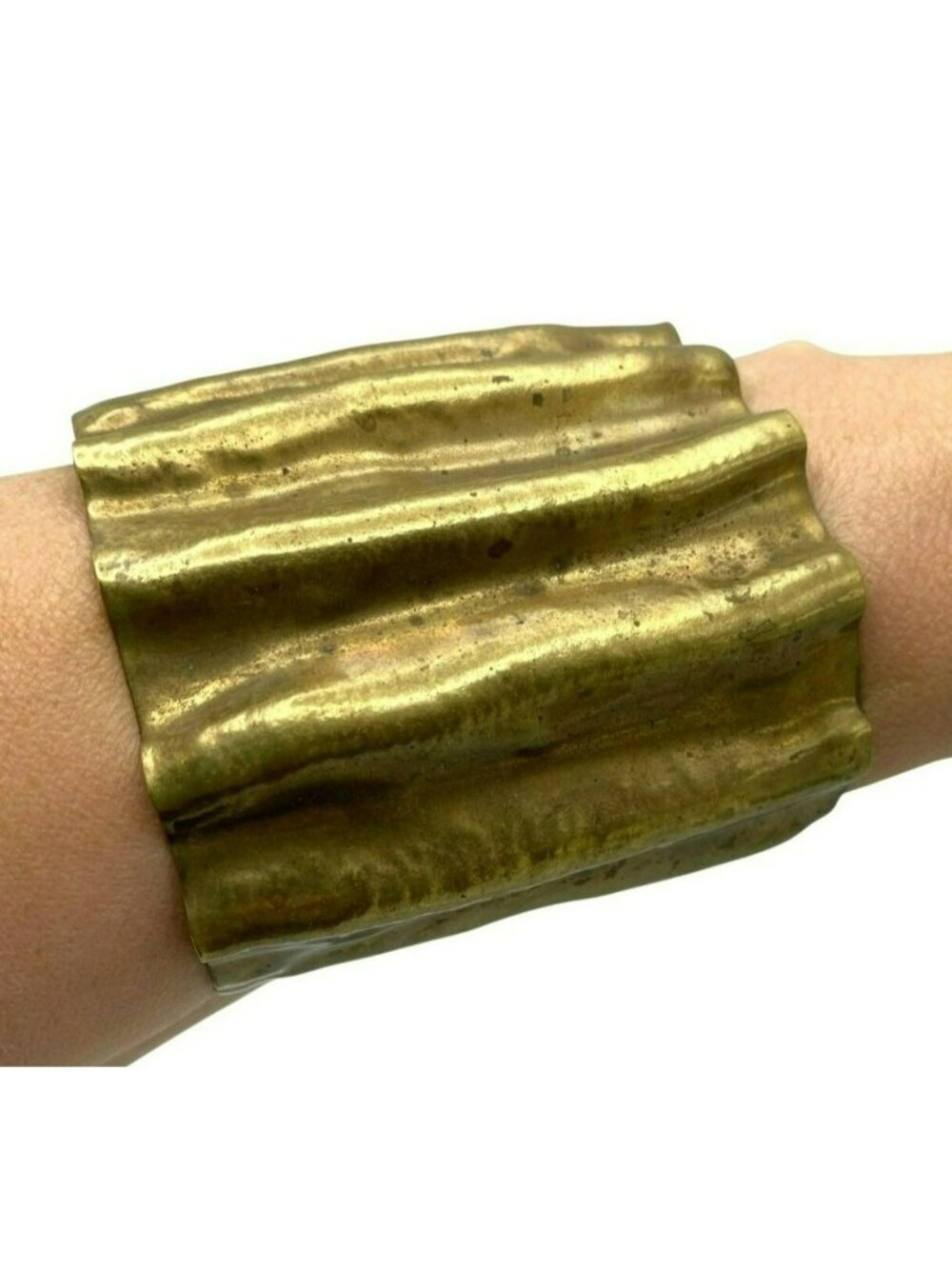 Dennis Higgins Brass Cuff Bracelet Brutalist Modern MCM Adjustable Hand Crafted